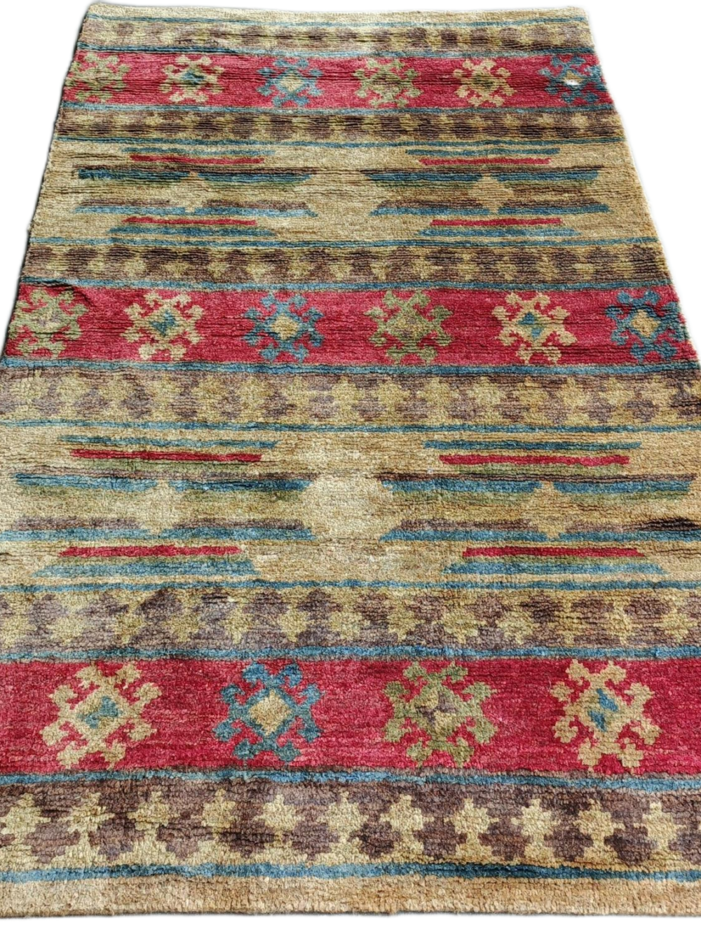 Viraang Tribal Stripe Jute Hand Knotted Jute Rug