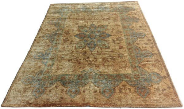 Anwita Teal Medallion Hand-Knotted Jute Rug