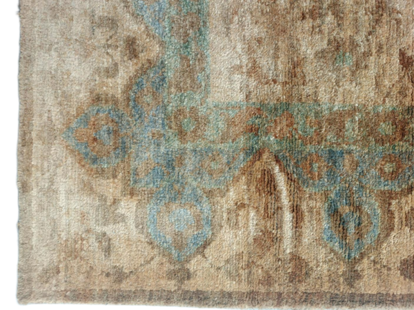 Anwita Teal Medallion Hand-Knotted Jute Rug