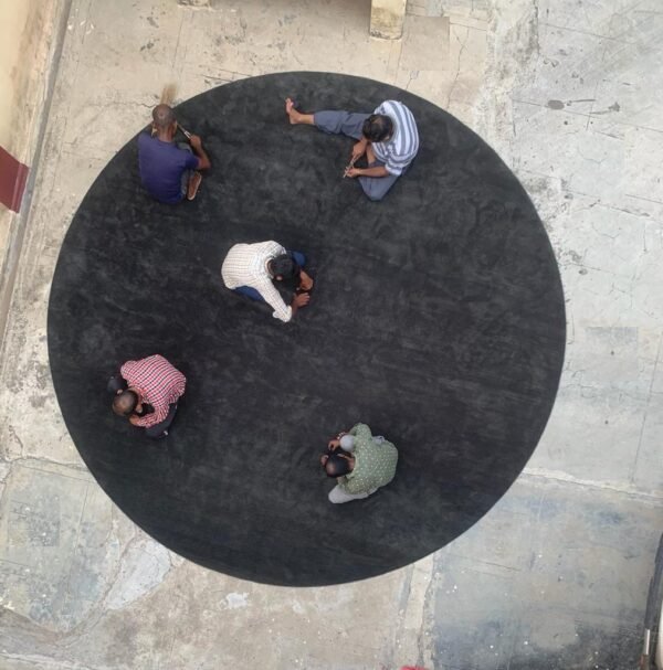 1 NoirVeda Circle Hand-Knotted Rug