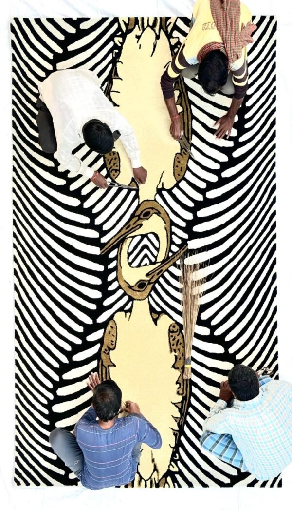 65 (2) Zebra Flux Hand-Tufted Rug